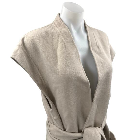 Zara Women's Beige Sleeveless Belted Pocket Long Trench Coat Jacket Size M/L - Picture 3 of 4